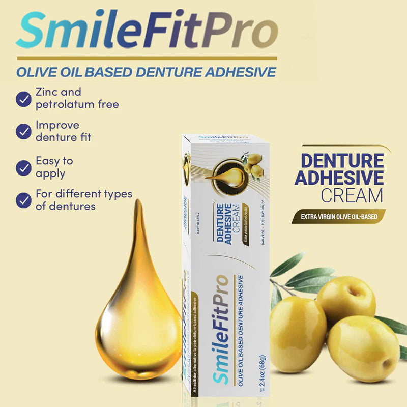SmileFitPro™ Olive Oil Denture Adhesive Cream – Gentle, Natural Hold Without Irritation