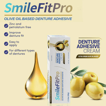 SmileFitPro™ Olive Oil Denture Adhesive Cream – Gentle, Natural Hold Without Irritation