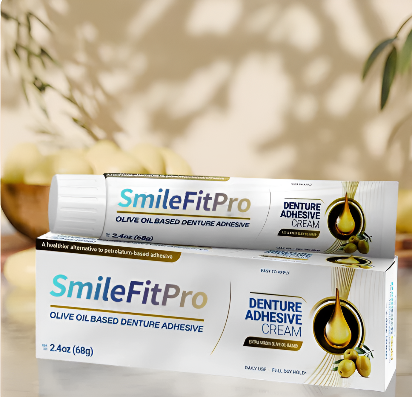 SmileFitPro™ Olive Oil Denture Adhesive Cream – Gentle, Natural Hold Without Irritation